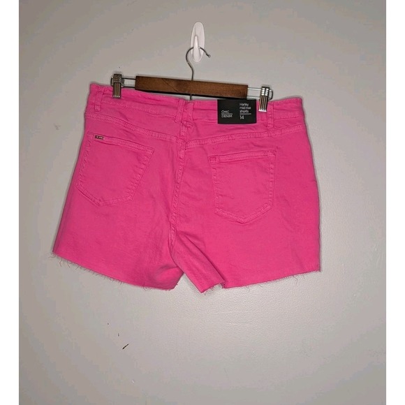 City Chic Denim Mid Rise Shorts Womens Size 14 Hot Pink Harley Distressed - Picture 10 of 16